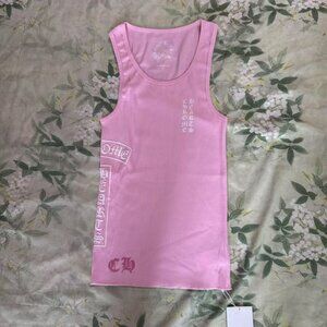 Chrome Hearts Pink T-Bar Script Logo Tank Top